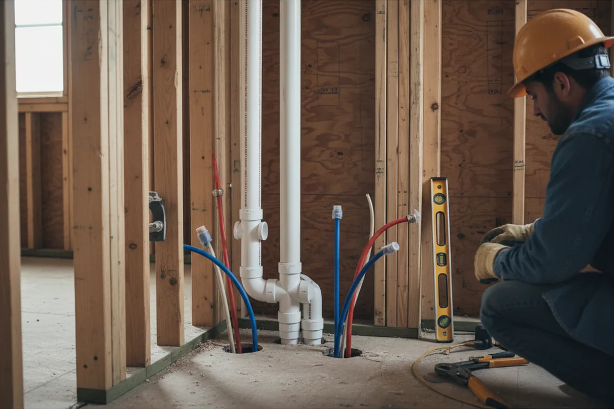 Drain and supply rough-in during Sump Pump Repair in Atherton